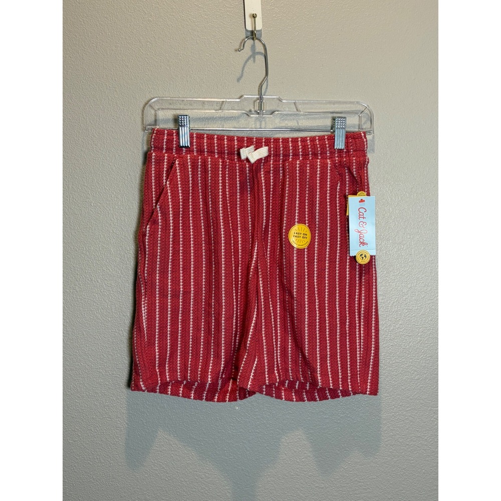Cat & Jack Boys Red White Stripe Knit Shorts Size L 10/12 G9KE79 NWT